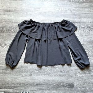 ARITZIA • WILFRED • Morel Off-Shoulder Blouse • Size Small • Slate Grey